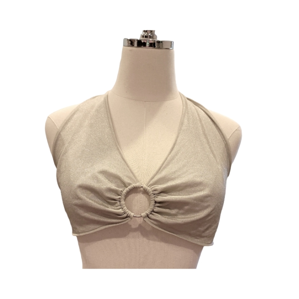 NWT Atomic Age Swim Top Silver Shine S-L